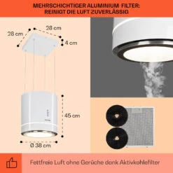 Tron Ambience Inselabzugshaube Ø38cm Umluft 540m³/h LED Weiß -Haushaltsgeräte Geschäft 10034214 de 0005 usp