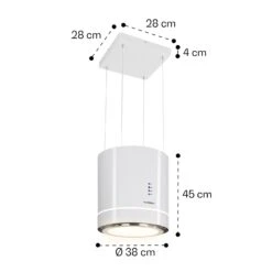 Tron Ambience Inselabzugshaube Ø38cm Umluft 540m³/h LED Weiß -Haushaltsgeräte Geschäft 10034214 yy 0011 dimensions
