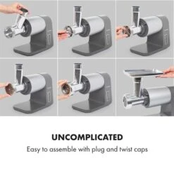 Mett Max Elektrischer Fleischwolf 600W Kupfermotor Aluminium 10 Mett Max Elektrischer Fleischwolf 600W Kupfermotor Aluminium -Haushaltsgeräte Geschäft 10034244 yy 0003 logo Klarstein Mett Max elektrischer Fleischwolf grau