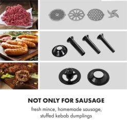 Mett Max Elektrischer Fleischwolf 600W Kupfermotor Aluminium 11 Mett Max Elektrischer Fleischwolf 600W Kupfermotor Aluminium -Haushaltsgeräte Geschäft 10034244 yy 0004 logo Klarstein Mett Max elektrischer Fleischwolf grau