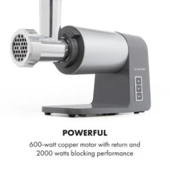 Mett Max Elektrischer Fleischwolf 600W Kupfermotor Aluminium 14 Mett Max Elektrischer Fleischwolf 600W Kupfermotor Aluminium -Haushaltsgeräte Geschäft 10034244 yy 0007 logo Klarstein Mett Max elektrischer Fleischwolf grau