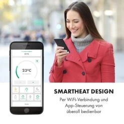 Bornholm Smart Konvektions-Heizgerät | 2000 W | SmartHeat Design: WiFi-Verbindung | LED-Display | 24-h-Timer | 2 Heizstufen: 1000 / 2000 W | IP24: Spritzwassergeschützt | Fernbedienung | Standgerät -Haushaltsgeräte Geschäft 10034391 de 0008 logo