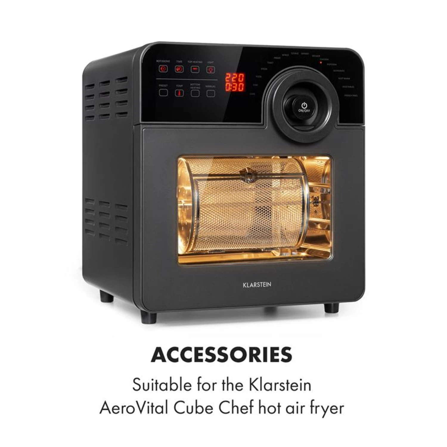 AeroVital Cube Chef Heißluftfritteuse Drehkorb Zubehör Edelstahl 2 AeroVital Cube Chef Heißluftfritteuse Drehkorb Zubehör Edelstahl – Bild 2
