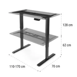 Multidesk Comfort Schreibtisch Elektrisch Höhenverstellbar 62-128 Cm -Haushaltsgeräte Geschäft 10034480 yy 0009 dimensions