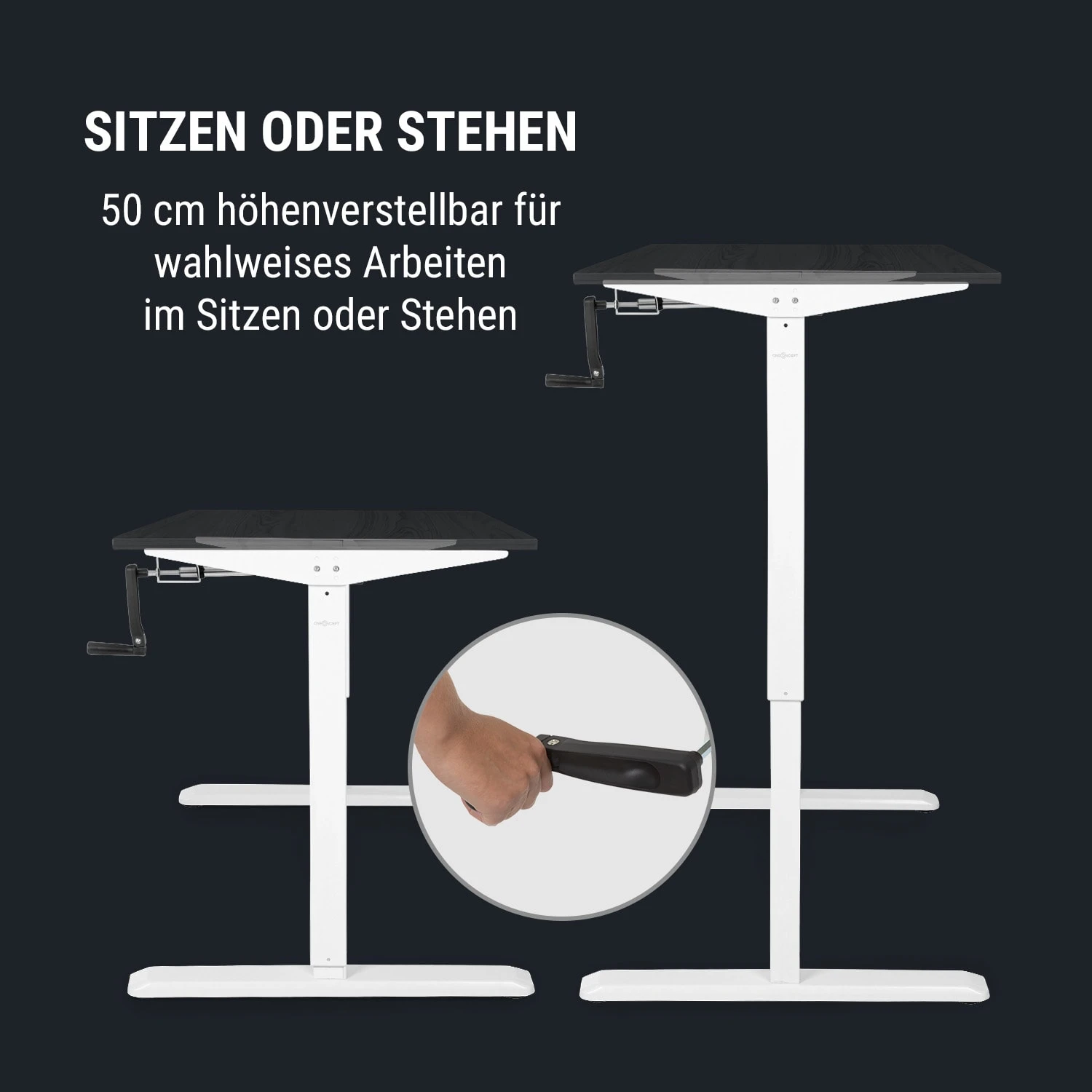 Multidesk Höhenverstellbarer Schreibtisch Manuell 73-123 Cm Höhe Weiß 6 Multidesk Höhenverstellbarer Schreibtisch Manuell 73-123 Cm Höhe Weiß – Bild 6