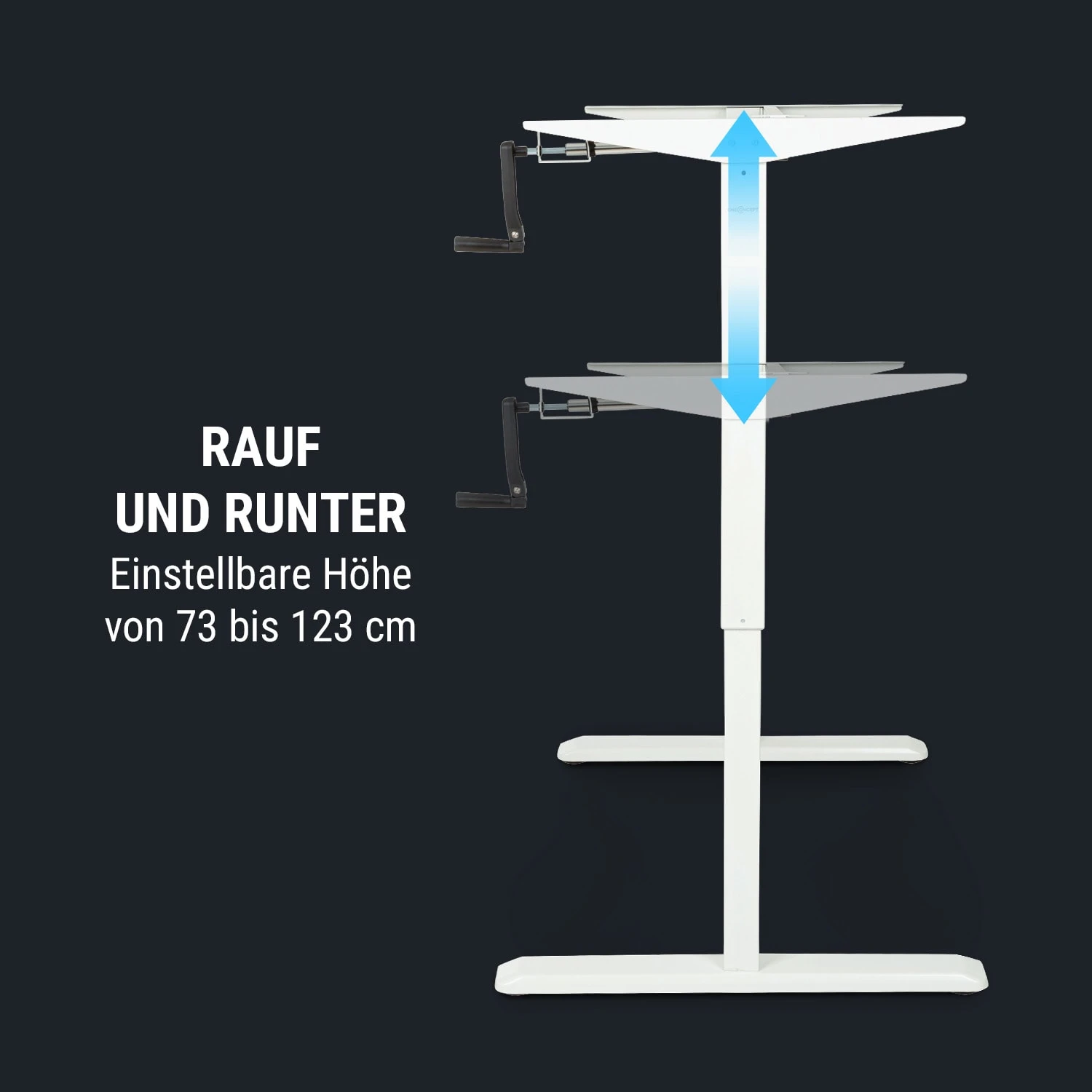 Multidesk Höhenverstellbarer Schreibtisch Manuell 73-123 Cm Höhe Weiß 7 Multidesk Höhenverstellbarer Schreibtisch Manuell 73-123 Cm Höhe Weiß – Bild 7