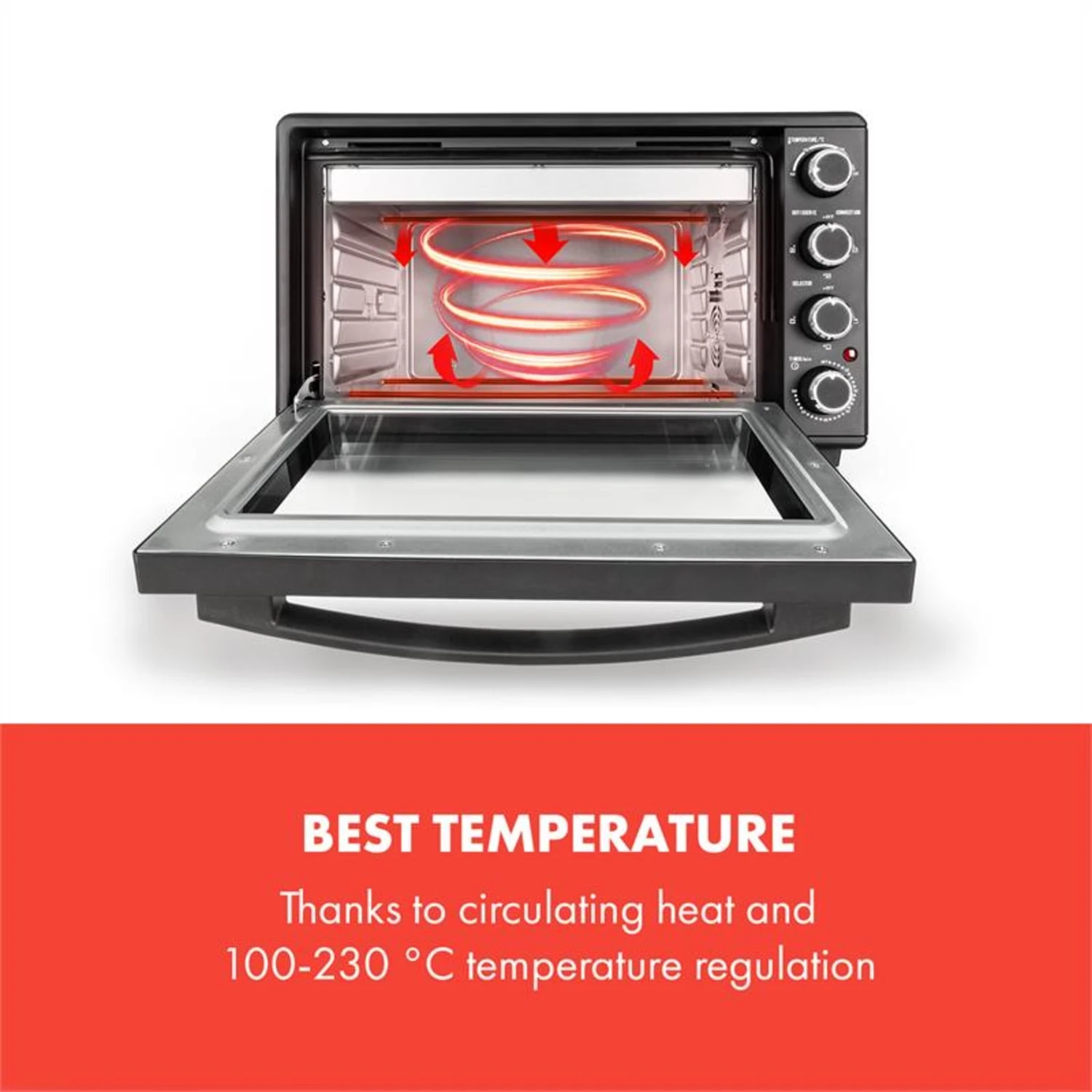 Masterchef 45 Mini-Backofen 45l 2000W 100-230 °C Timer Schwarz – Bild 3