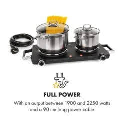 Cookorama Doppelkochplatte 1900-2250 W 150/180 Mm Ø 5 Stufen Schwarz -Haushaltsgeräte Geschäft 10034573 yy 0004 logo Klarstein Cookorama Doppelkochplatte schwarz