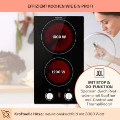 EasyCook Domino Keramikkochfeld 3000W Drehregler Schwarz -Haushaltsgeräte Geschäft 10034603 de 0003 usp