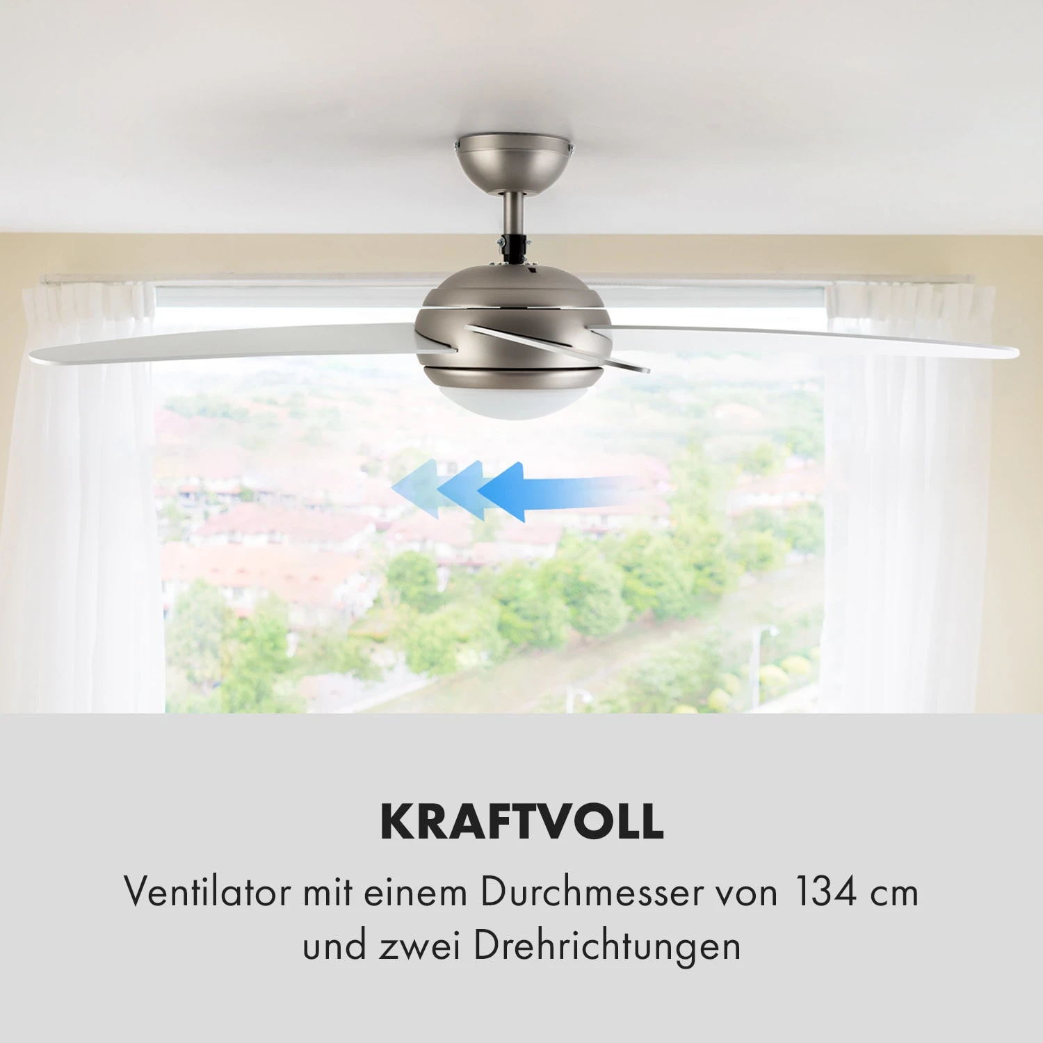 Bolero 2-in-1-Deckenventilator 134cm Leuchte 55W Fernbedienung Weiß 5 Bolero 2-in-1-Deckenventilator 134cm Leuchte 55W Fernbedienung Weiß – Bild 5