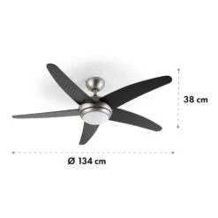 Bolero 2-in-1-Deckenventilator 134cm Leuchte 55W Fernbedienung Schwarz 14 Bolero 2-in-1-Deckenventilator 134cm Leuchte 55W Fernbedienung Schwarz -Haushaltsgeräte Geschäft 10034684 yy 0007 logo Klarstein Bolero 2in1 Deckenventilator schwarz