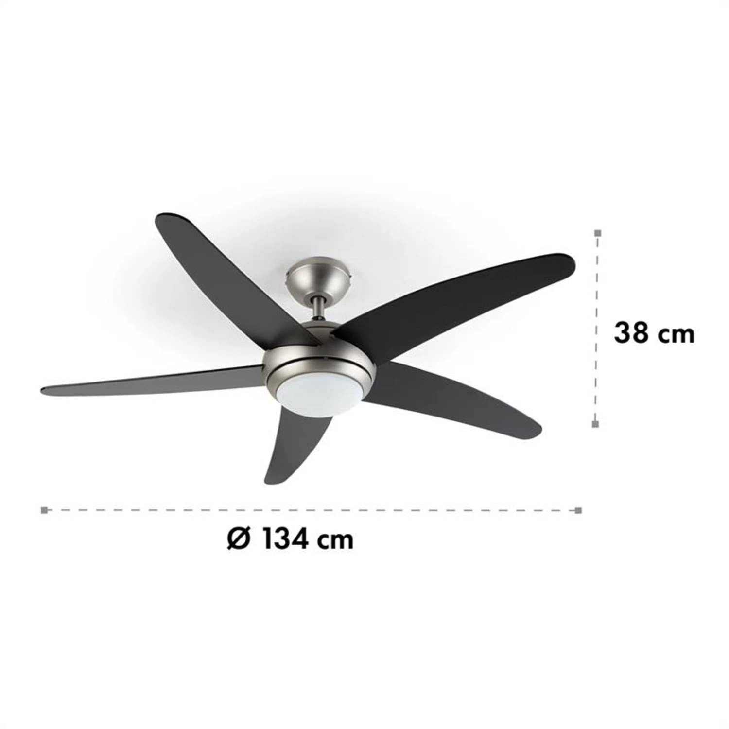 Bolero 2-in-1-Deckenventilator 134cm Leuchte 55W Fernbedienung Schwarz 7 Bolero 2-in-1-Deckenventilator 134cm Leuchte 55W Fernbedienung Schwarz – Bild 7
