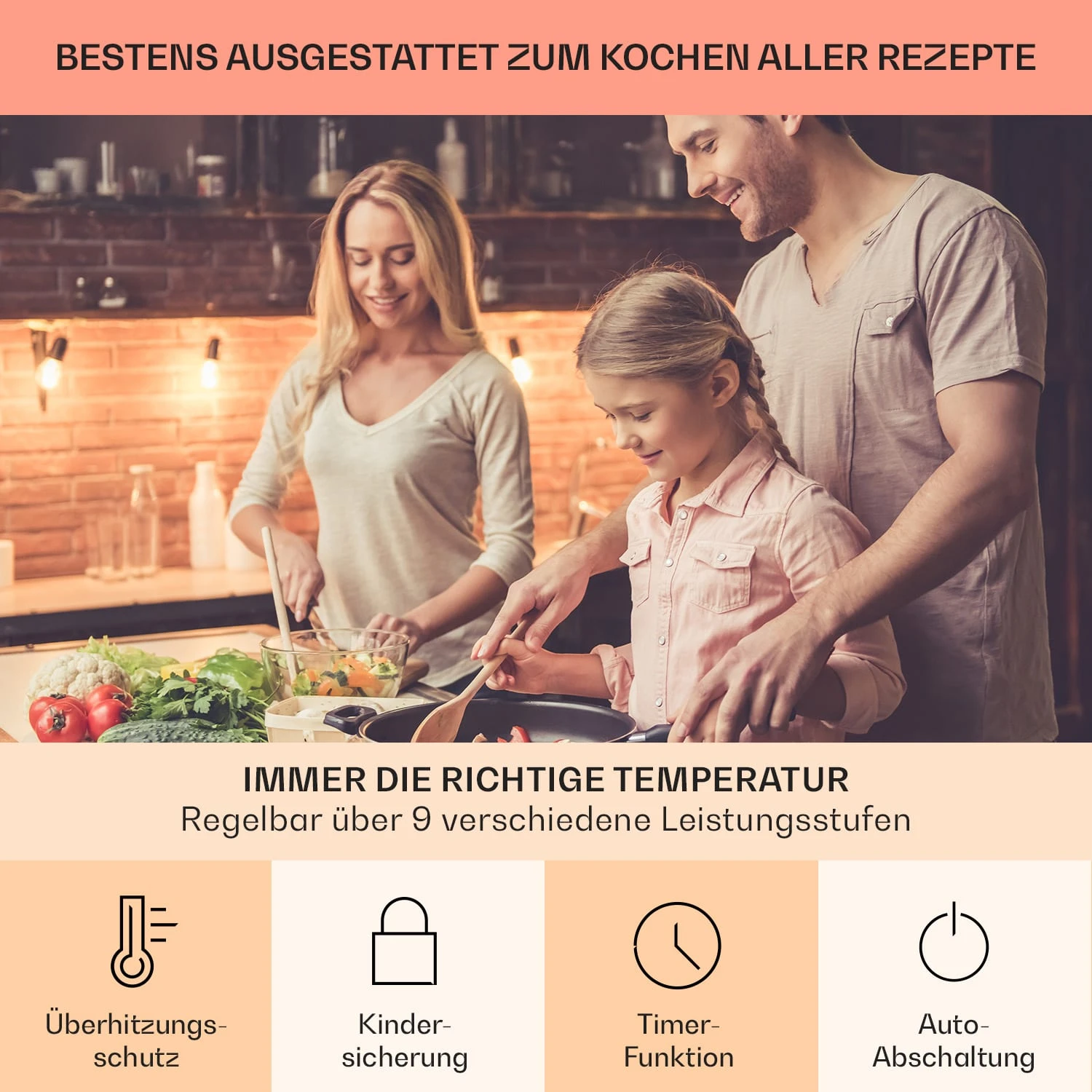 Virtuosa EcoAdapt Induktionskochfeld 4 Zonen 7200W Glas Schwarz 5 Virtuosa EcoAdapt Induktionskochfeld 4 Zonen 7200W Glas Schwarz – Bild 5