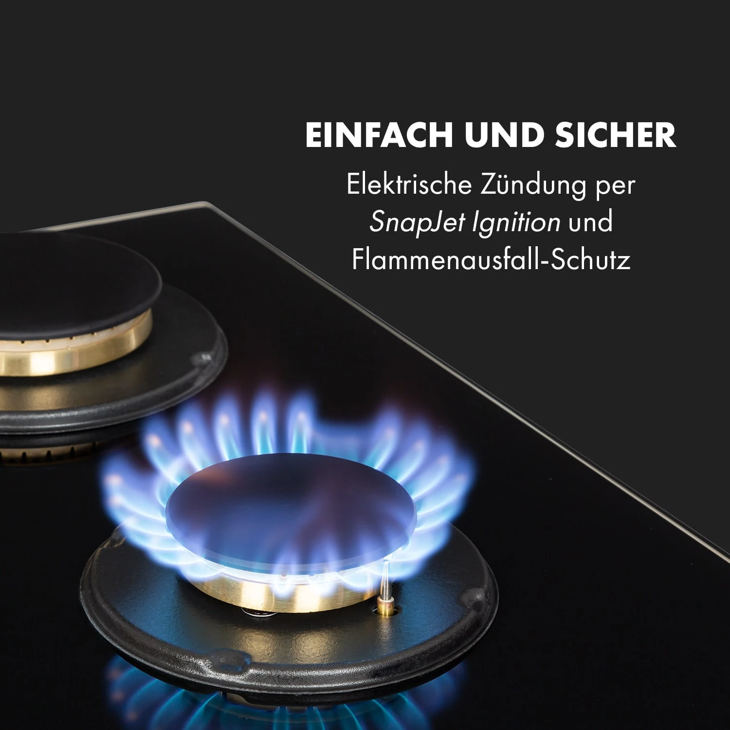 Goldflame 5 Gaskochfeld 5-flammig Messing-Brenner Glaskeramik Schwarz 5 Goldflame 5 Gaskochfeld 5-flammig Messing-Brenner Glaskeramik Schwarz – Bild 5