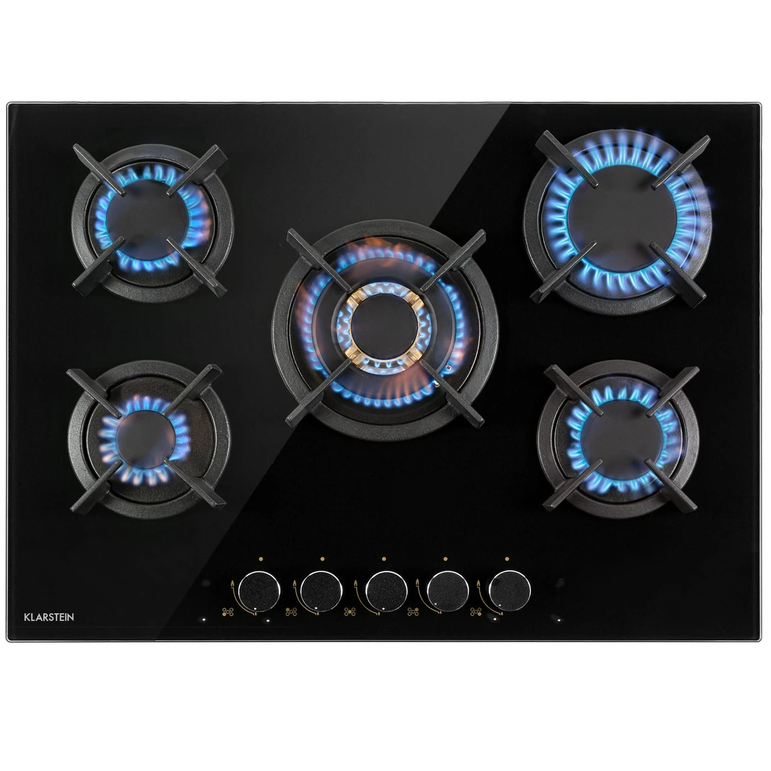 Goldflame 5 Gaskochfeld 5-flammig Messing-Brenner Glaskeramik Schwarz 1 Goldflame 5 Gaskochfeld 5-flammig Messing-Brenner Glaskeramik Schwarz