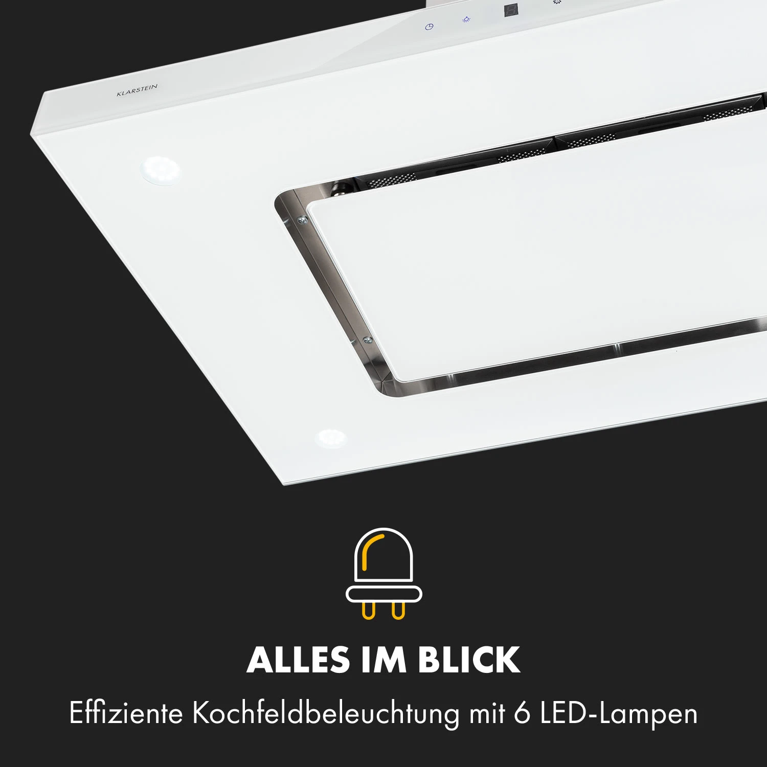Valeria Inselhaube 90cm 650m³/h Touch EEC A LED Glas Edelstahl 3 Valeria Inselhaube 90cm 650m³/h Touch EEC A LED Glas Edelstahl – Bild 3