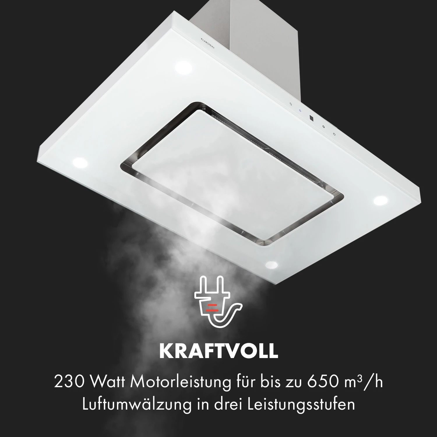 Valeria Inselhaube 90cm 650m³/h Touch EEC A LED Glas Edelstahl 6 Valeria Inselhaube 90cm 650m³/h Touch EEC A LED Glas Edelstahl – Bild 6