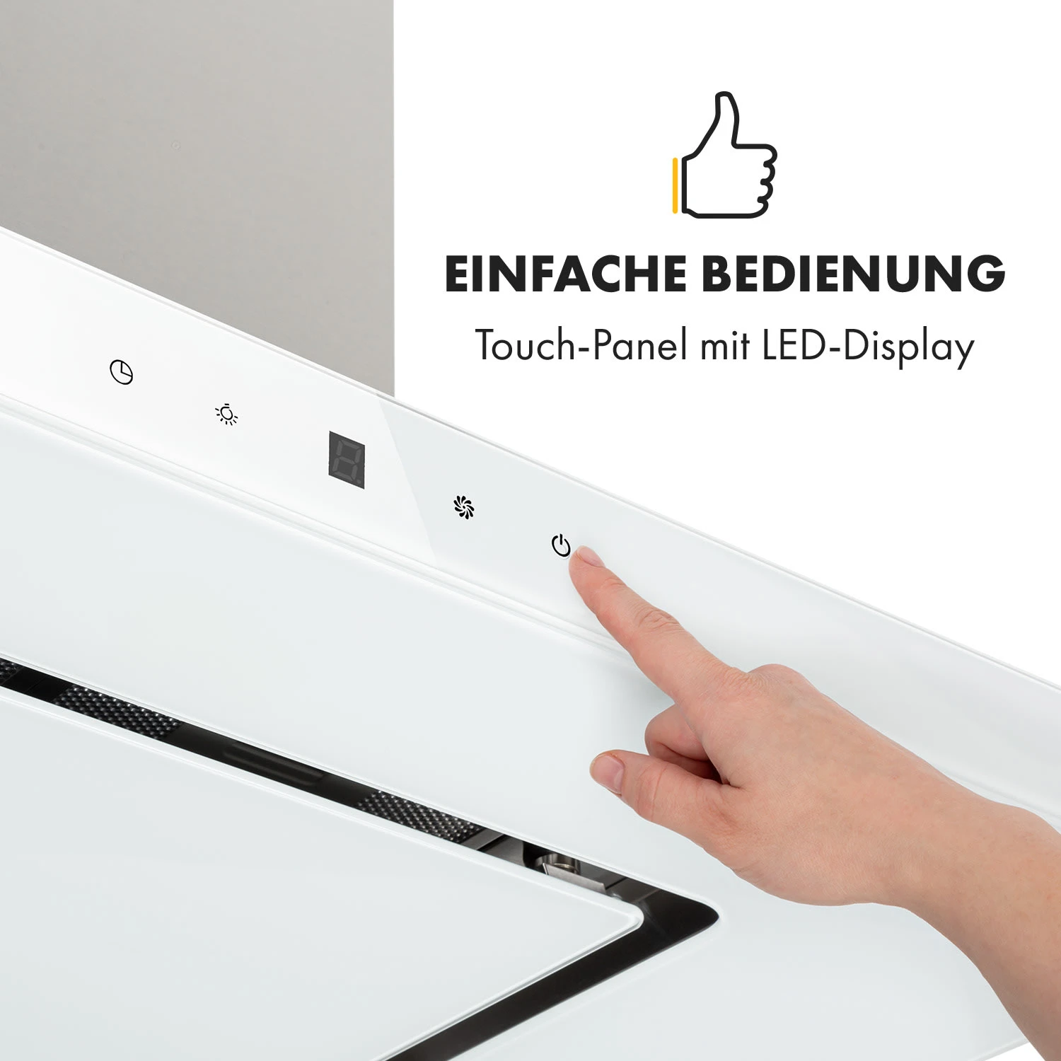 Valeria Inselhaube 90cm 650m³/h Touch EEC A LED Glas Edelstahl 7 Valeria Inselhaube 90cm 650m³/h Touch EEC A LED Glas Edelstahl – Bild 7