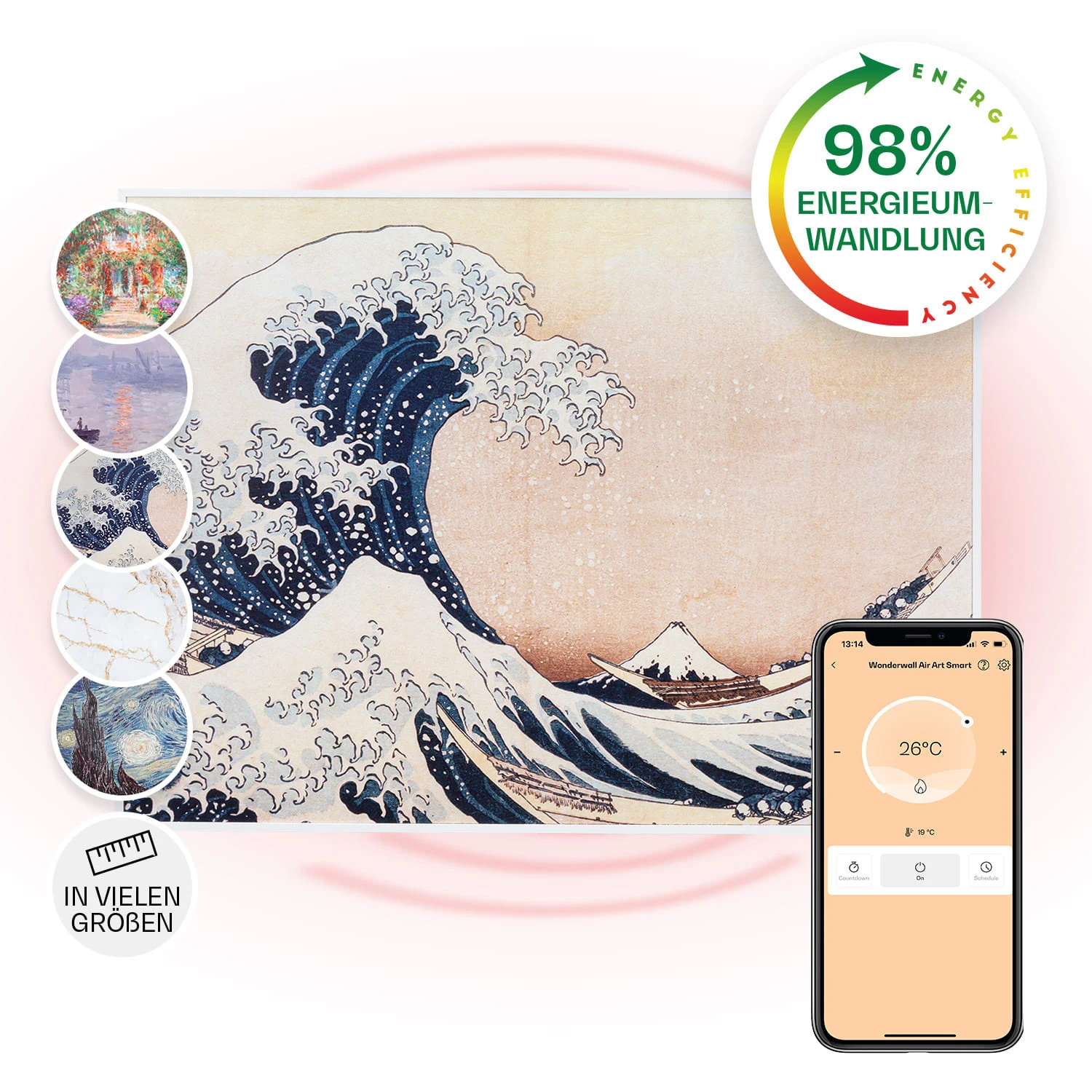 Wonderwall Air Art Smart Infrarotheizung 80x60cm 500W Wandmontage Welle 1 Wonderwall Air Art Smart Infrarotheizung 80x60cm 500W Wandmontage Welle