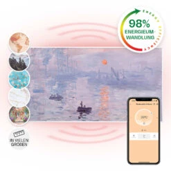 Wonderwall Air Art Smart Infrarotheizung 120x60cm 700W Wandinstallation App-Steuerung Sonnenaufgang
