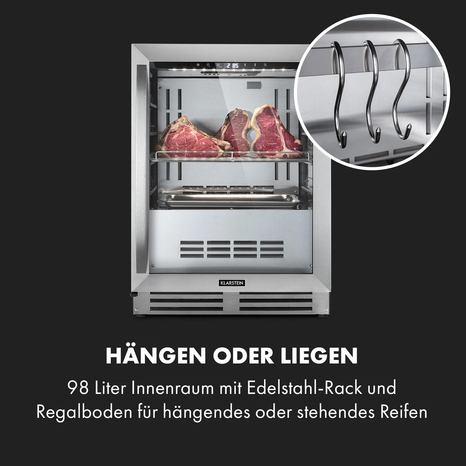 Steakhouse Pro Fleischreifeschrank 98 Ltr 1-25°C Touch Edelstahltür 5 Steakhouse Pro Fleischreifeschrank 98 Ltr 1-25°C Touch Edelstahltür – Bild 5