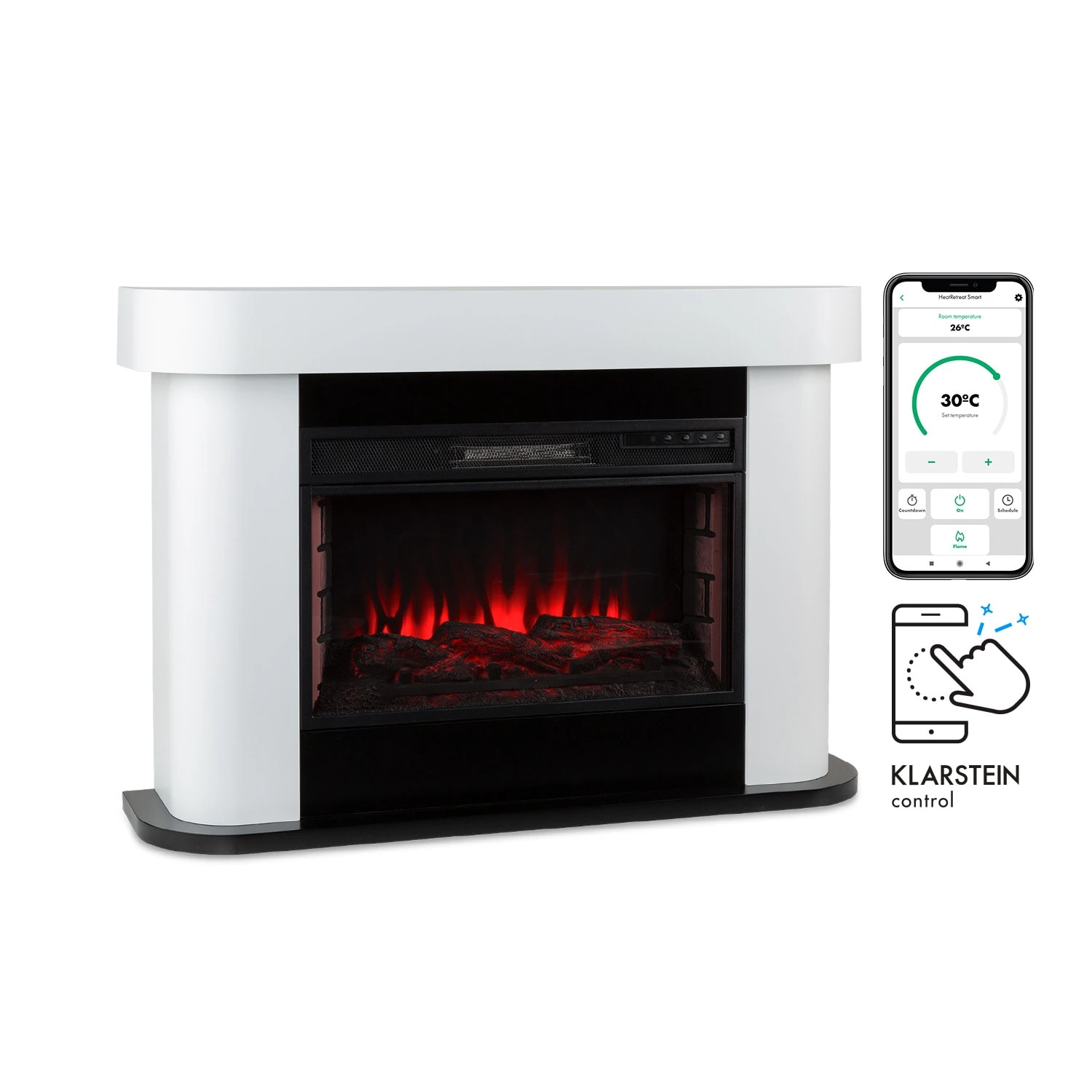 Aargau Smart Elektrischer Kamin 1000/2000W LED 18-27 °C Wochentimer 1 Aargau Smart Elektrischer Kamin 1000/2000W LED 18-27 °C Wochentimer