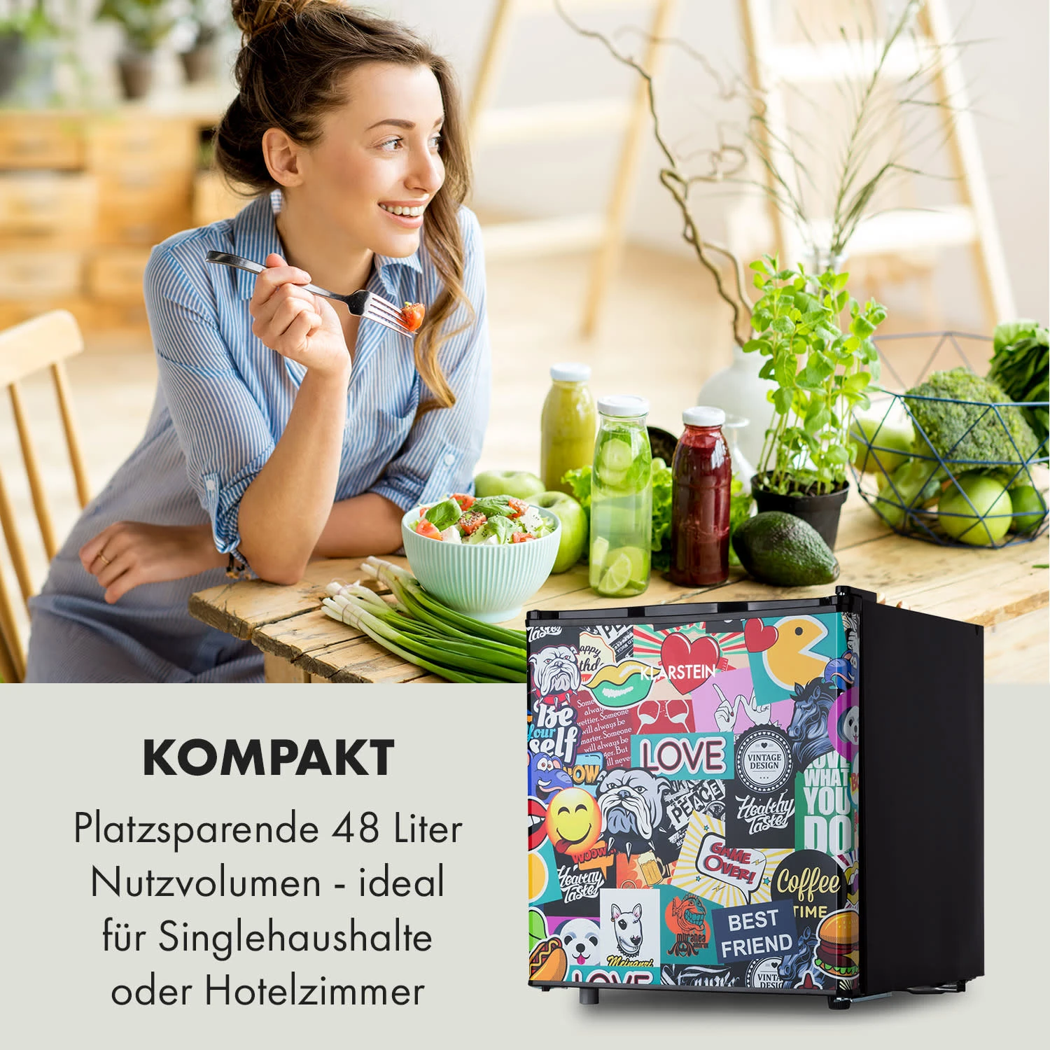 Cool Vibe 46+ Kühlschrank 46 Liter 1 Boden Stickerbomb-Style 2 Cool Vibe 46+ Kühlschrank 46 Liter 1 Boden Stickerbomb-Style – Bild 2