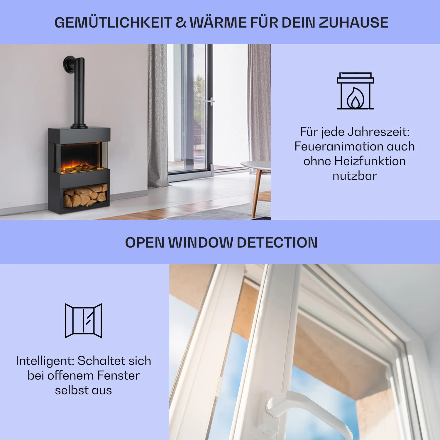 Zermatt Elektrischer Kamin 900/1800W Thermostat Flammenillusion 4 Zermatt Elektrischer Kamin 900/1800W Thermostat Flammenillusion – Bild 4