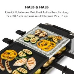 Bistecca Raclette 1200W Metall / Stein 8 Personen Kontroll-LED -Haushaltsgeräte Geschäft 10035293 de 0004 logo