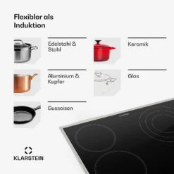 Virtuosa 4 Prime Einbaukochfeld 4 Zonen 6500W Glaskeramik Edelstahlrahmen -Haushaltsgeräte Geschäft 10035551 de 0007 usp