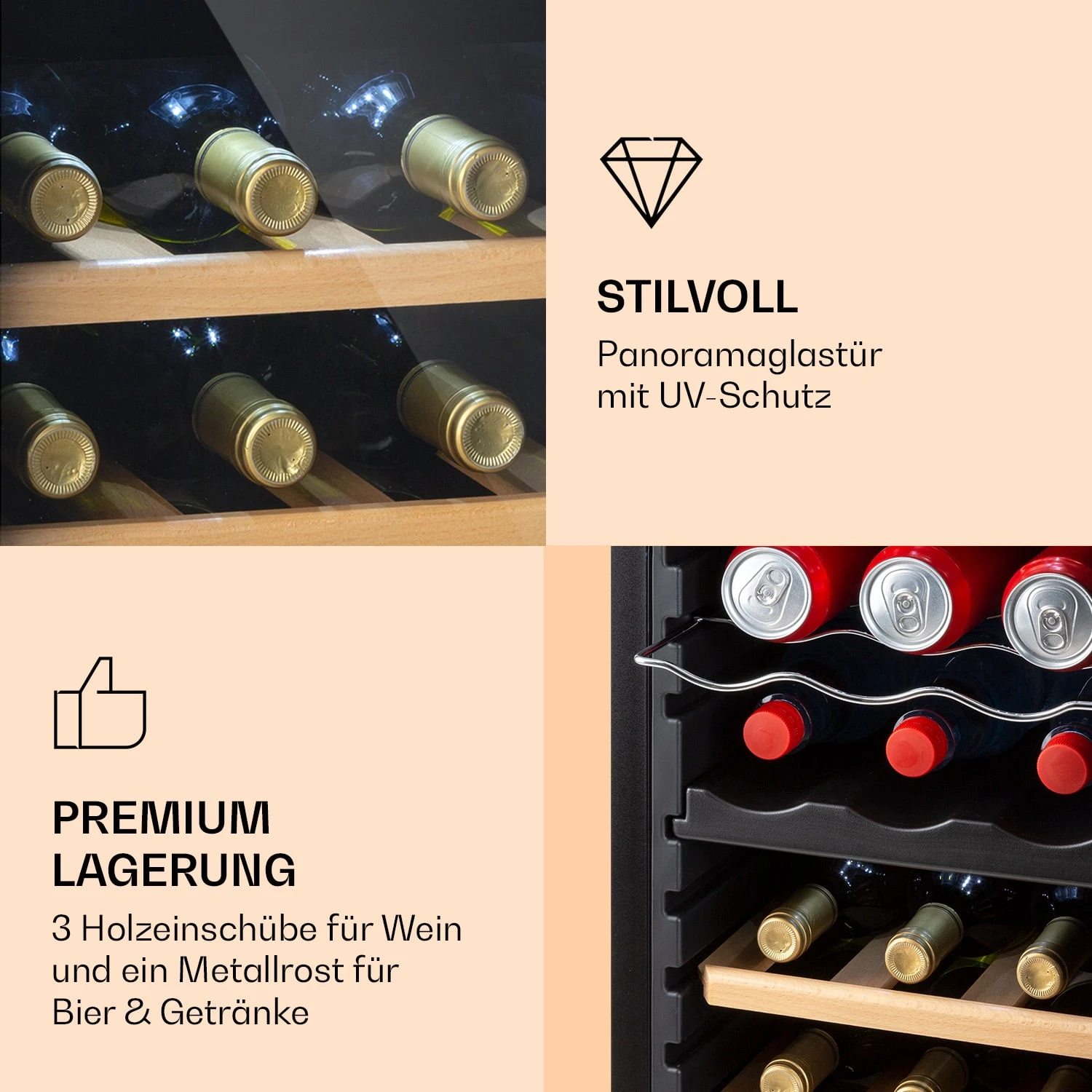 Bovella 18 Duo+ Zweizonen-Weinkühlschrank 50l 18 Fl. Glastür 6 Bovella 18 Duo+ Zweizonen-Weinkühlschrank 50l 18 Fl. Glastür – Bild 6