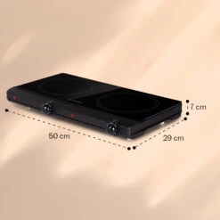 Cookbuddy Doppel-Kochfeld 2400W 5 Leistungsstufen Glaskeramik -Haushaltsgeräte Geschäft 10035705 yy 0011 dimensions