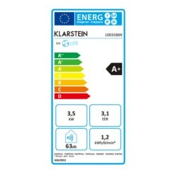 Grandbreeze Eco 12K Klimaanlage 3-in-1 460 M³/h 12.000 BTU/1,35 KW -Haushaltsgeräte Geschäft 10035809 energy label