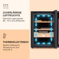 Klarstein El Presidente 37 Zigarren-Humidor 37L 2 Einschübe 1 Fach Zedernholz -Haushaltsgeräte Geschäft 10036100 de 0004 logo