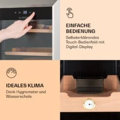 Klarstein El Presidente 37 Zigarren-Humidor 37L 2 Einschübe 1 Fach Zedernholz -Haushaltsgeräte Geschäft 10036100 de 0005 logo