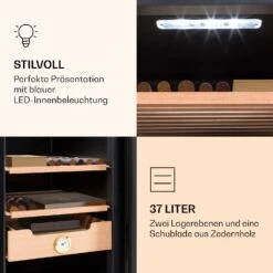 Klarstein El Presidente 37 Zigarren-Humidor 37L 2 Einschübe 1 Fach Zedernholz -Haushaltsgeräte Geschäft 10036100 de 0006 logo