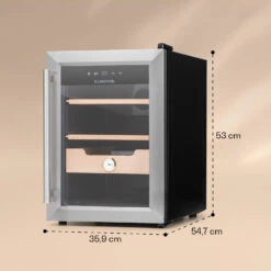 Klarstein El Presidente 37 Zigarren-Humidor 37L 2 Einschübe 1 Fach Zedernholz -Haushaltsgeräte Geschäft 10036100 yy 0007 logo