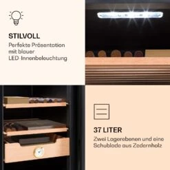 Klarstein El Presidente 37 Zigarren-Humidor 37L 2 Einschübe 1 Fach Zedernholz 13 Klarstein El Presidente 37 Zigarren-Humidor 37L 2 Einschübe 1 Fach Zedernholz -Haushaltsgeräte Geschäft 10036101 de 0006 logo