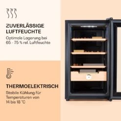 Klarstein El Presidente 48 Zigarren-Humidor 48L 3 Einschübe 1 Fach Zedernholz -Haushaltsgeräte Geschäft 10036103 de 0004 logo