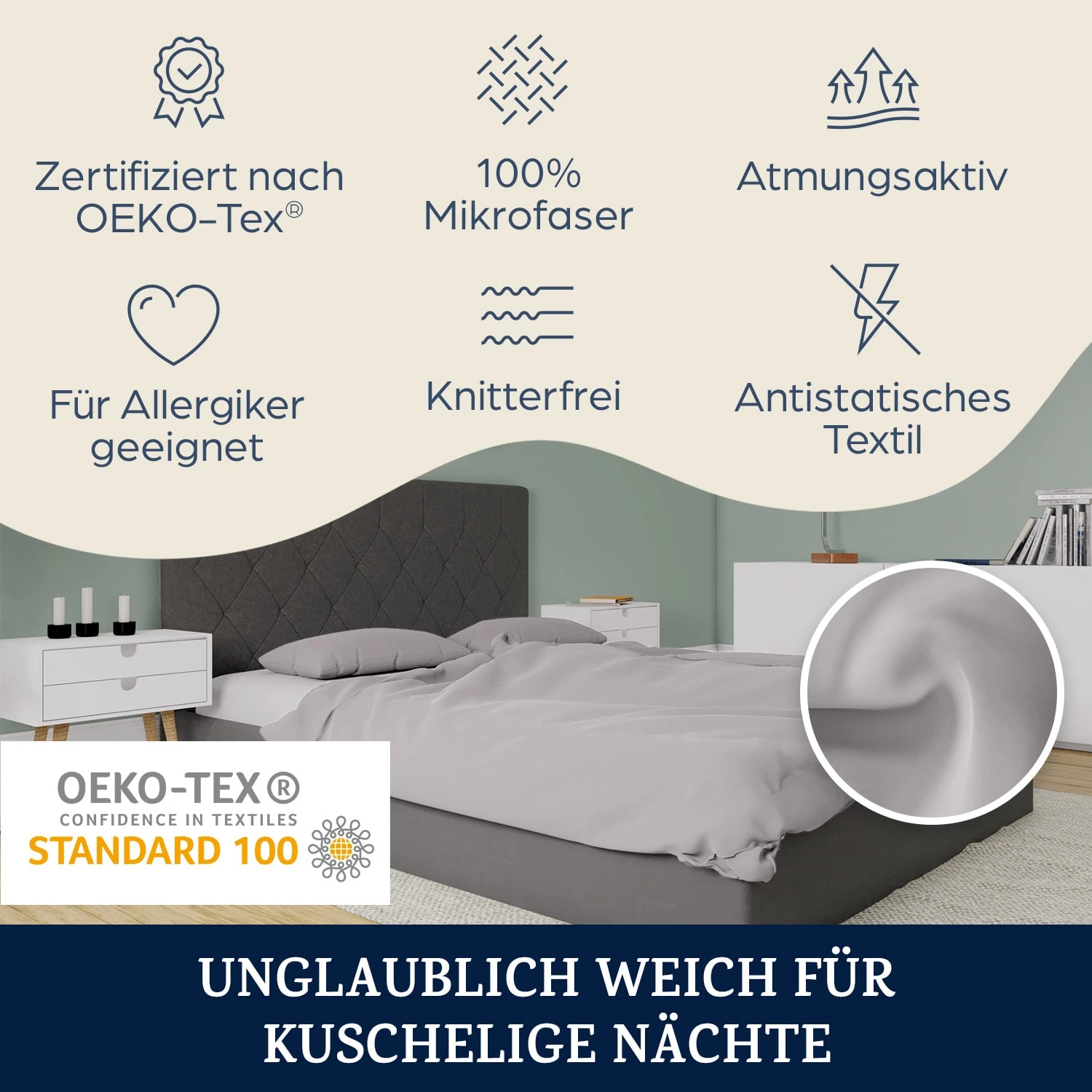 Soft Wonder-Edition Kopfkissenbezüge 2er Set 40x80 Cm Mikrofaser 2 Soft Wonder-Edition Kopfkissenbezüge 2er Set 40x80 Cm Mikrofaser – Bild 2