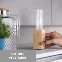Glaswerk Salizzada Glasstrohhalme 7 Stück 0,8 X 20 Cm (ØxH) Holzhalterung Bürste -Haushaltsgeräte Geschäft 10036366 de 0004 logo
