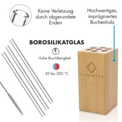 Glaswerk Salizzada Glasstrohhalme 7 Stück 0,8 X 20 Cm (ØxH) Holzhalterung Bürste -Haushaltsgeräte Geschäft 10036366 de 0005 logo