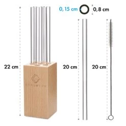 Glaswerk Salizzada Glasstrohhalme 7 Stück 0,8 X 20 Cm (ØxH) Holzhalterung Bürste -Haushaltsgeräte Geschäft 10036366 yy 0006 logo