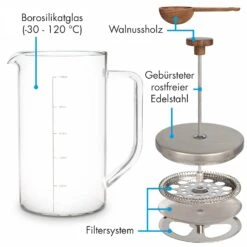 Glaswerk Ristretto French Press 1 Liter Borosilikatglas Edelstahl Walnussholz -Haushaltsgeräte Geschäft 10036368 de 0005 logo