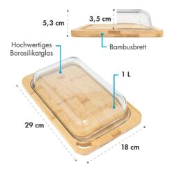 Glaswerk Hermatige Aufschnittbox Mit Glasdeckel 2er Set Borosilikatglas Bambus Schneidebret -Haushaltsgeräte Geschäft 10036374 de 0007 logo