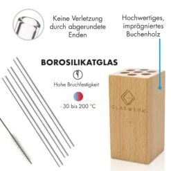 Glaswerk Frezzeria Glasstrohhalme 7 Stück 0,8 X 15 Cm (ØxH) Holzhalterung Bürste -Haushaltsgeräte Geschäft 10036379 de 0005 logo