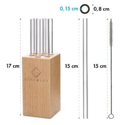 Glaswerk Frezzeria Glasstrohhalme 7 Stück 0,8 X 15 Cm (ØxH) Holzhalterung Bürste -Haushaltsgeräte Geschäft 10036379 yy 0006 logo