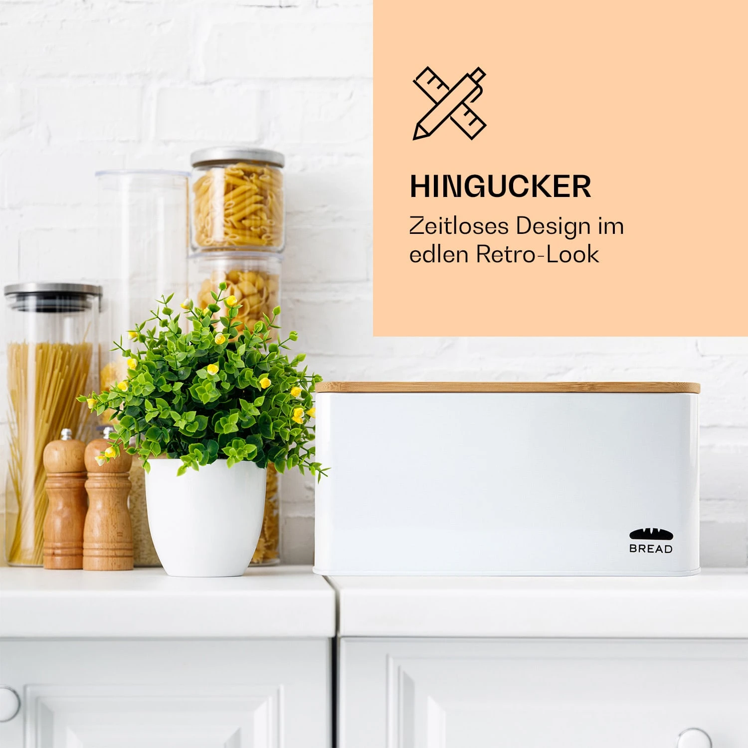 Oklahoma Brotkasten Metall 35,5x15,5x23 Cm Bambus-Deckel Schneidebrett 2 Oklahoma Brotkasten Metall 35,5x15,5x23 Cm Bambus-Deckel Schneidebrett – Bild 2