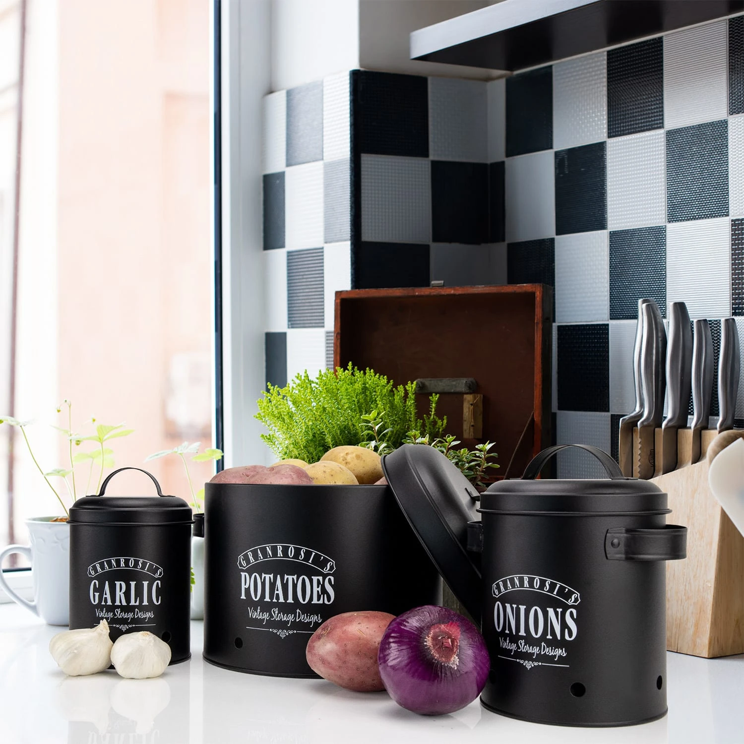 Georgia Vorratsbehälter 3er-Set Emaille-Stahlblech Vintage Rostfrei 2 Georgia Vorratsbehälter 3er-Set Emaille-Stahlblech Vintage Rostfrei – Bild 2