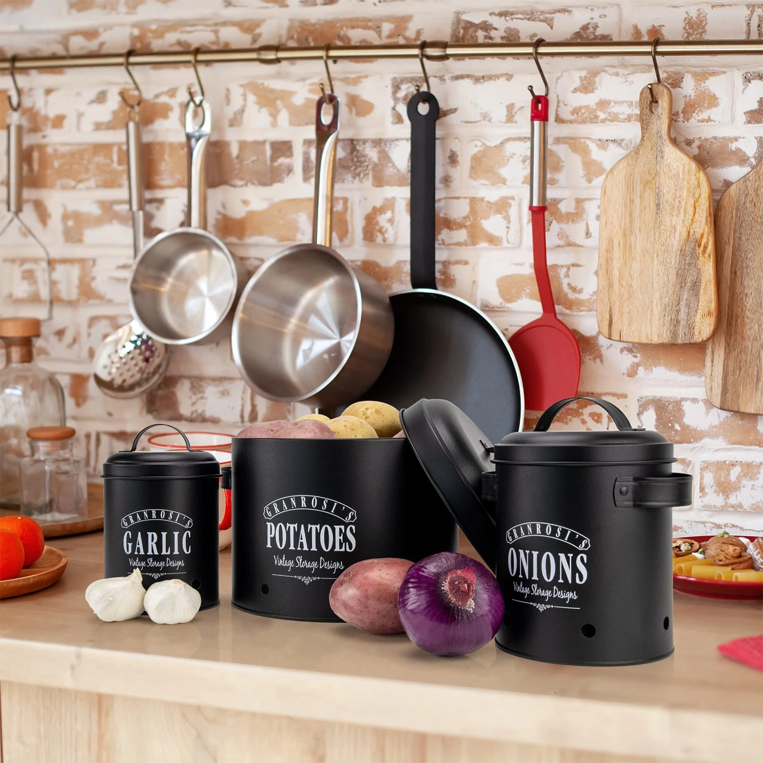 Georgia Vorratsbehälter 3er-Set Emaille-Stahlblech Vintage Rostfrei 5 Georgia Vorratsbehälter 3er-Set Emaille-Stahlblech Vintage Rostfrei – Bild 5